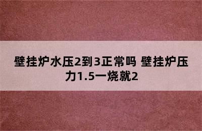 壁挂炉水压2到3正常吗 壁挂炉压力1.5一烧就2